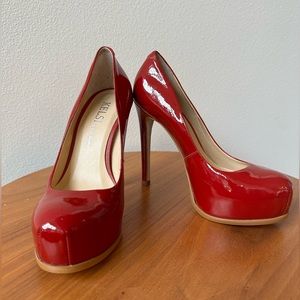 Kelsi by Kelsi Dagger Red Patent Leather Platform Heels